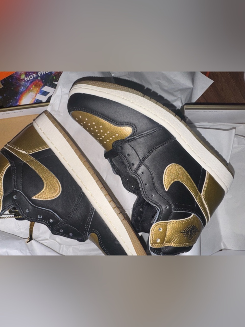 Jordan Black and Gold High-Top Retro OG Sneakers